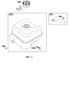 Fuel Supply Group Diagram and Parts List for 130G32-0184-F1 100000 - 19Z999 Briggs and Stratton Engine